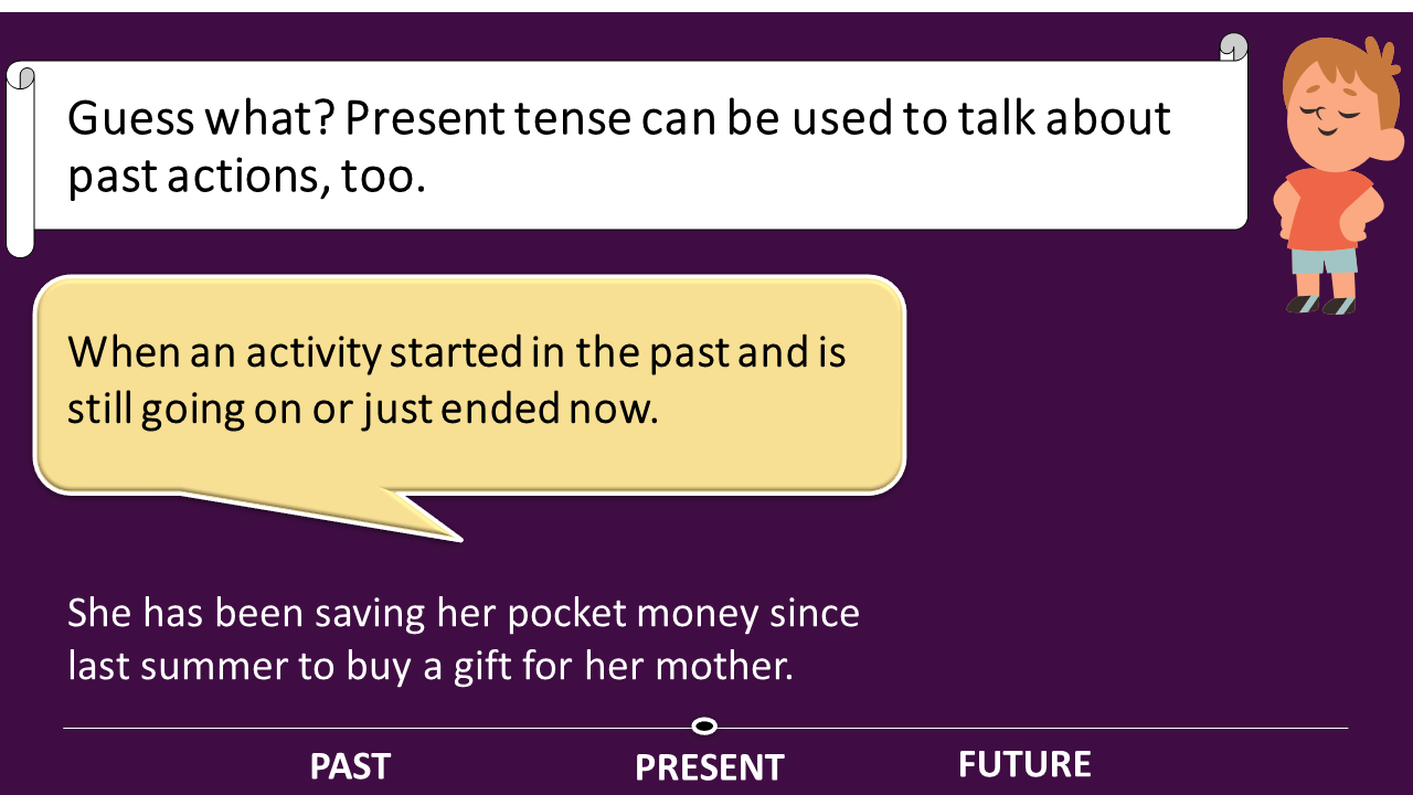 usage of present tense for past actions present tense usage for past tense