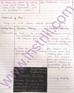 Personal Selling B.Ed Mega Lesson Plan of Commerce free PDF