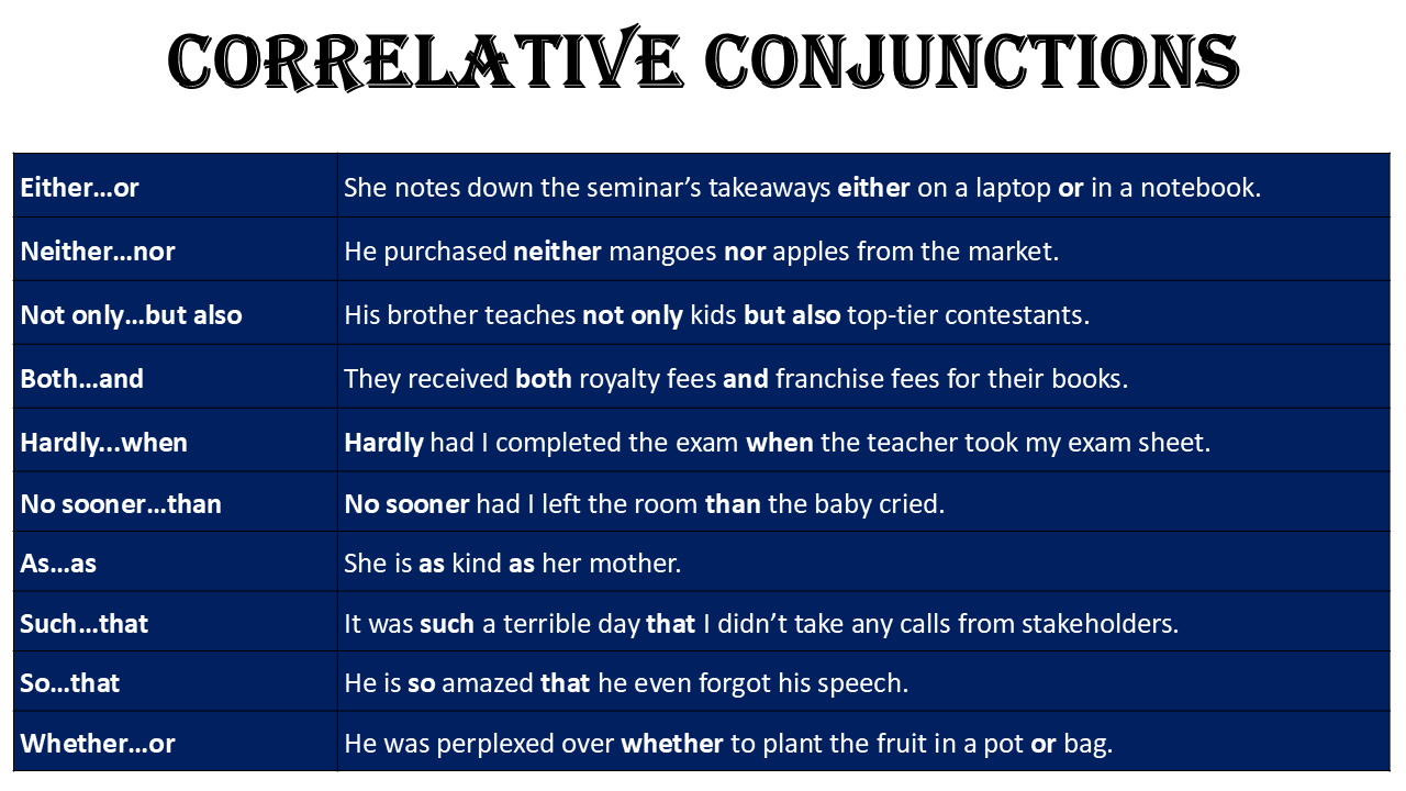 correlative conjunctions examples
